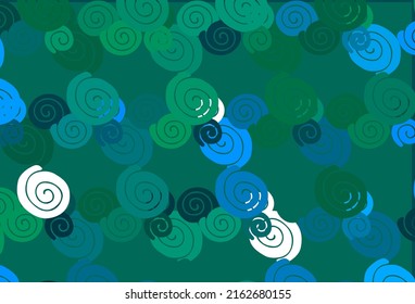 Azul claro, plantilla vectorial verde con líneas dobladas. Ilustración creativa en estilo de mármol medio tono con gradiente. Patrón de ondas texturadas para los fondos.