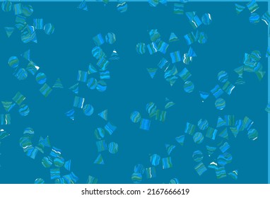 Light Blue, Green vector template with crystals, circles, squares. Illustration with colorful circles, triangles, rectangles. Smart design for your business advert.