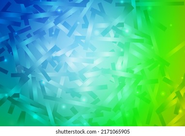 Plantilla vectorial verde, azul claro con palos repetidos. Ilustración colorida y brillante con líneas sobre una plantilla abstracta. Patrón para anuncios, afiches, banners.