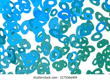 Azul claro, plantilla vectorial verde con círculos. Hermosa ilustración de color con círculos borrosos en estilo natural. Patrón de anuncios, folletos.