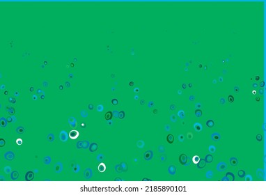 Hellblau, grüne Vektorvorlage mit Kreisen. Abstrakte Illustration mit farbigen Bläschen im Naturstil. Komplett neue Vorlage für Ihr Markenbuch.