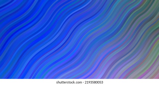 Light Blue, Green vector template with curved lines. Brand new colorful illustration with bent lines. Template for cellphones.