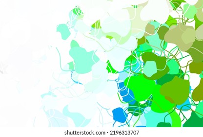 Light Blue, Green vector template with chaotic shapes. Colorful chaotic forms with gradient in modern style. Modern design for your business card.