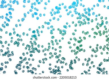 Azul claro, plantilla vectorial verde con círculos. Ilustración con un conjunto de círculos abstractos de colores brillantes. Patrón para sitios web hermosos.