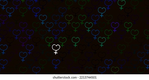 Light Blue, Green vector template with businesswoman signs. Colorful feminism symbols with a gradient in modern style. Best design to show the power of women.