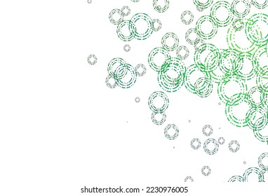 Light Blue, Green vector template with circles. Blurred decorative design in abstract style with bubbles. Pattern of water, rain drops.