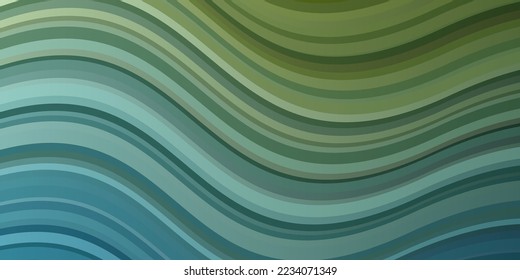 Azul claro, plantilla vectorial verde con líneas. Ilustración de degradado en un estilo sencillo con arcos. Mejor diseño para afiches, banners.