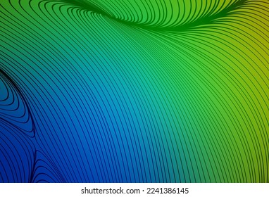 Azul claro, plantilla vectorial verde con líneas curvas. Ilustración inteligente en estilo abstracto con líneas de degradado.  Diseño abstracto para su sitio web.
