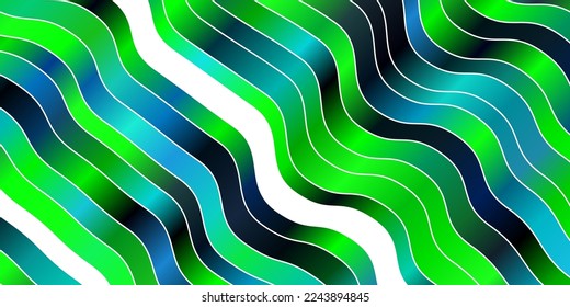 Light Blue, Green vector template with curves. Colorful geometric sample with gradient curves.  Design for your business promotion.