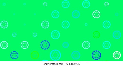 Light Blue, Green vector template with esoteric signs. Retro design in abstract style with witchcraft forms. Best design halloween events.