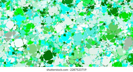 Hellblau, grüne Vektorvorlage mit dreieckigen Formen. Illustration mit abstrakten bunten Dreiecksformen. Design für Ihre Bildschirmhintergründe.