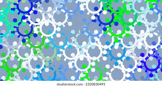 Light Blue, Green vector template with flu signs. Abstract illustration with biological gradient shapes. Simple drawing against danger fever.