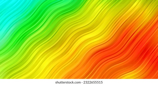 Light Blue, Green vector template with curves. Colorful geometric sample with gradient curves.  Pattern for websites, landing pages.