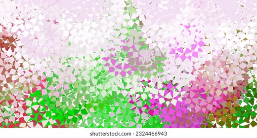 Plantilla vectorial verde, azul claro con cristales, triángulos. Ilustración abstracta brillante con formas triangulares. Patrón de folletos y folletos