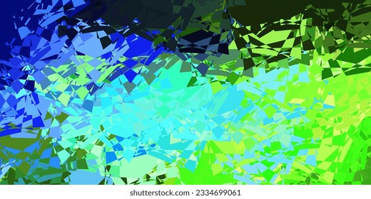 Plantilla vectorial azul claro, verde con formas triangulares. Ilustración con formas triangulares coloridas abstractas. Patrón para promociones.