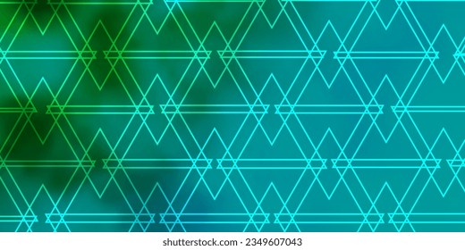 Azul claro, plantilla vectorial verde con cristales, triángulos. Ilustración abstracta brillante con formas triangulares. Diseñar para tus promociones.