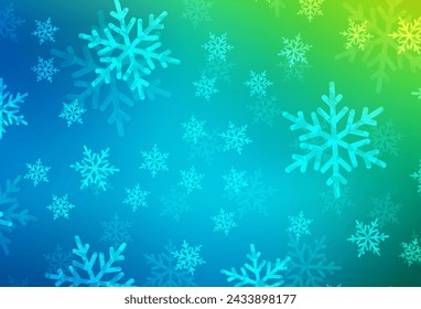 Light Blue, Green vector template in carnival style. Abstract gradient illustration with colorful Christmas things. Pattern for booklets, leaflets of education.