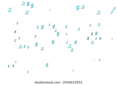 Azul claro, plantilla de vector verde con símbolos musicales. Ilustración abstracta moderna con teclas de melodía. Patrón para el anuncio escolar, folletos.