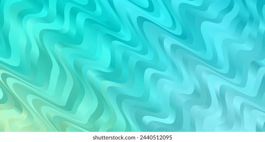 Light Blue, Green vector template with curved lines. Abstract gradient illustration with wry lines. Pattern for business booklets, leaflets