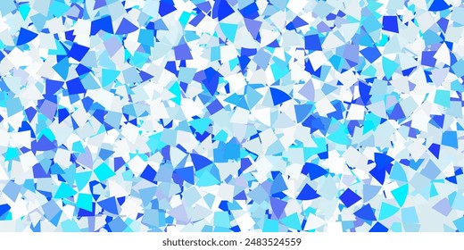 Plantilla de Vector azul claro, verde con cristales, triángulos. Hermosa ilustración con triángulos en estilo de la naturaleza. Diseño para tus promociones.