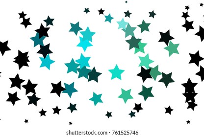 Light Blue, Green vector template with sky stars. Stars on blurred abstract background with gradient. Smart design for your business advert.
