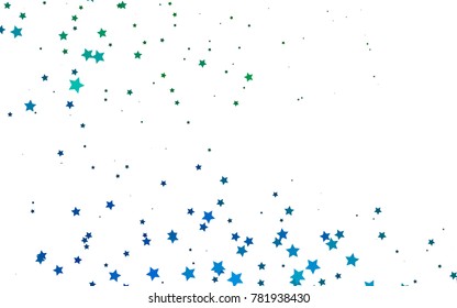 Light Blue, Green vector template with sky stars. Modern geometrical abstract illustration with stars. Smart design for your business advert.