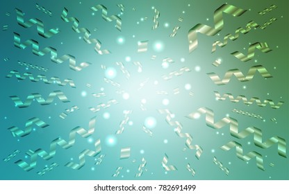 Light Blue, Green vector template with carnival confetti. Blurred decorative design in anniversary style with confetti. The template can be used as a background for postcards.