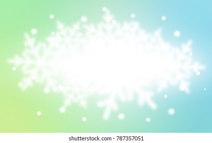 Light Blue, Green vector template with ice snowflakes. The template can be used as a new year background.