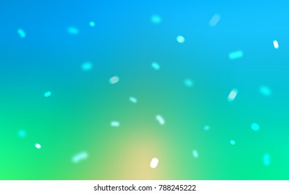 Light Blue, Green vector template with ice snowflakes. Blurred decorative design in xmas style with snow. The template can be used as a new year background.