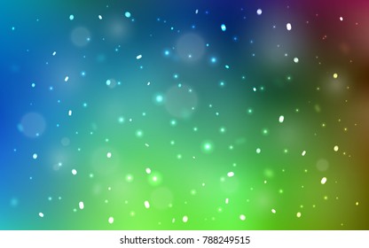 Light Blue, Green vector template with ice snowflakes. Glitter abstract illustration with crystals of ice. The pattern can be used for new year ad, booklets.