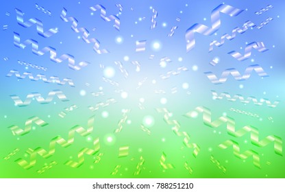 Light Blue, Green vector template with carnival confetti. Modern geometrical abstract illustration with carnival ribbons. New design for ad, poster, banner of your Party.