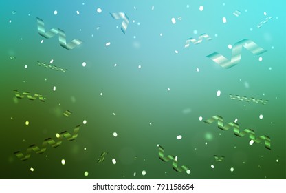 Light Blue, Green vector template with carnival confetti. Glitter abstract illustration with colorful confetti, ribbons. The pattern can be used for new year ad, booklets.