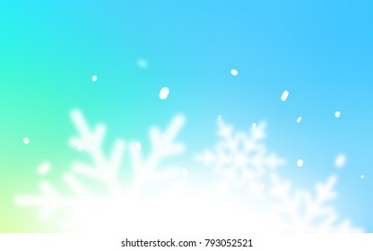 Light Blue, Green vector template with ice snowflakes. Shining colored illustration with snow in christmas style. New year design for your ad, poster, banner.