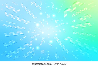 Light Blue, Green vector template with carnival confetti. Blurred decorative design in anniversary style with confetti. New design for ad, poster, banner of your Party.