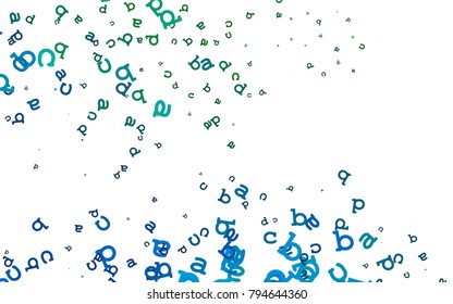 Light Blue, Green vector template with isolated letters. Modern geometrical illustration with ABC english symbols. Template can be used as a background for ads of typography.
