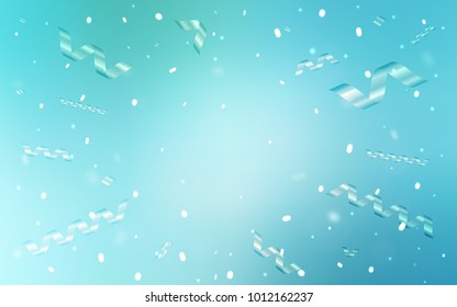 Light Blue, Green vector texture with birthday confetti. Beautiful colored illustration with ribbon in celebration style. The pattern can be used for birthday gifts, congratulations.