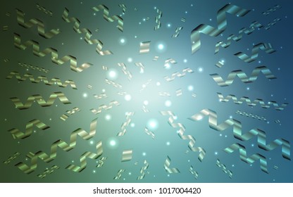 Light Blue, Green vector texture with birthday confetti. Beautiful colored illustration with ribbon in celebration style. Beautiful design for your business advert of anniversary.