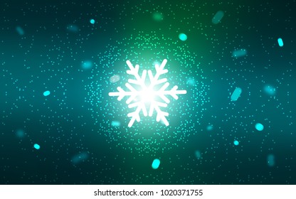 Light Blue, Green vector texture with colored snowflakes. Glitter abstract illustration with crystals of ice. The pattern can be used for year new  websites.