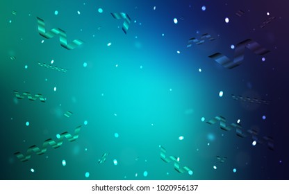 Light Blue, Green vector texture with birthday confetti. Beautiful colored illustration with ribbon in celebration style. Beautiful design for your business advert of anniversary.