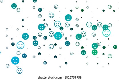 Light Blue, Green vector texture with happy smiles. Decorative shining illustration with smiles on white template. Pattern for ad, booklets, leaflets of celebrations.