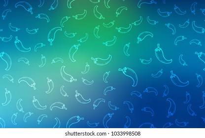 Light Blue, Green vector texture with hot peppers. Beautiful colored illustration with peppers in doodle style. Pattern for ad, booklets, leaflets of restaurants.