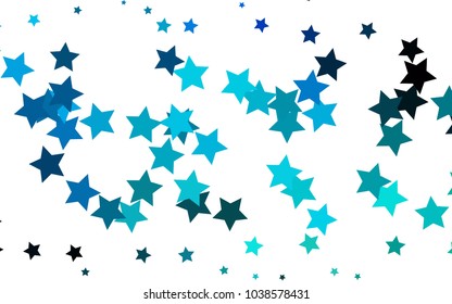 Light Blue, Green vector texture with beautiful stars. Decorative shining illustration with stars on abstract template. The pattern can be used for new year ad, booklets.