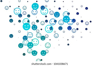 Light Blue, Green vector texture with happy smiles. Decorative shining illustration with smiles on white template. Design for positive ad, poster, banner.