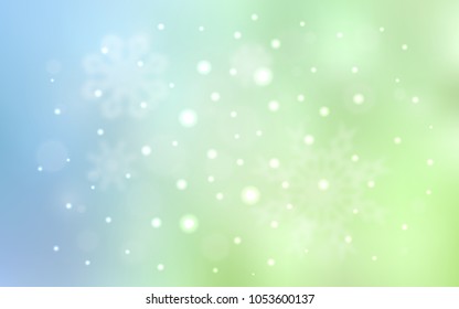 Light Blue, Green vector texture with colored snowflakes. Modern geometrical abstract illustration with crystals of ice. New year design for your ad, poster, banner.