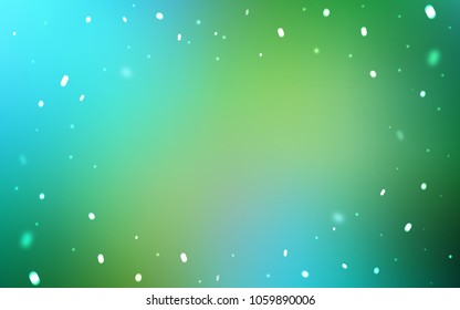Light Blue, Green vector texture with colored snowflakes. Glitter abstract illustration with crystals of ice. New year design for your ad, poster, banner.