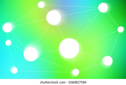 Light Blue, Green vector texture with disks, lines. Design with connection of dots and lines on colorful background. New design for ad, poster, banner of your website.