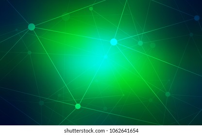 Light Blue, Green vector texture with disks, lines. Glitter abstract illustration with connection of triangle structure. Pattern can be used as texture of wallpapers.