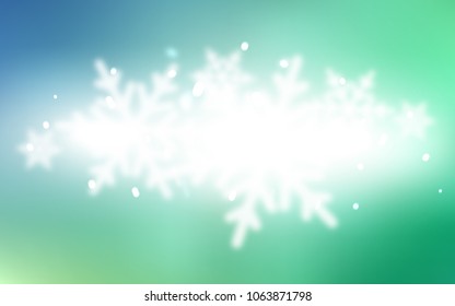 Light Blue, Green vector texture with colored snowflakes. Decorative shining illustration with snow on abstract template. The template can be used as a new year background.