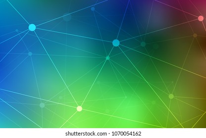 Light Blue, Green vector texture with disks, lines. Modern abstract colorful illustration with spheres and lines. Completely new template for your brand book.