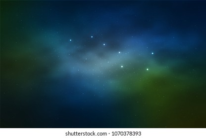 Light Blue, Green vector texture with milky way stars. Shining illustration with sky stars on abstract template. Pattern for astrology websites.